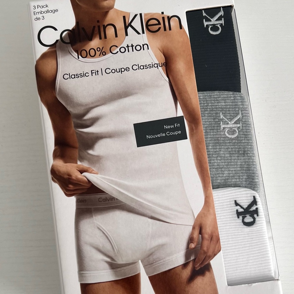 Calvin Klein 100% Cotton Classic Fit 3 Pack New Fit Tank Tops